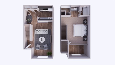Floor plan for 1 bed, 1 bath, 736 sqft